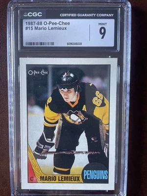 1987-88 Mario Lemieux O-Pee-Chee #15 CGC 9 MINT! HOF! 3rd Season! - Image 1 of 2