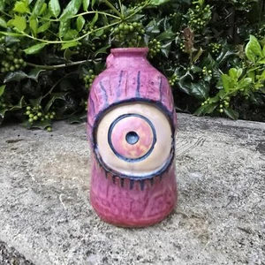 Folk Art Pottery Purple Glazed Eye Jug by Heather Elyse Head | 6.5" x 4" - Picture 1 of 7