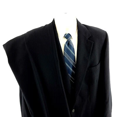 Cricketeer Blue Wool W/ Blue Red Striped 2 Button 2 Piece Suit 42L 39/34 Flat Fr - Image 1 of 4