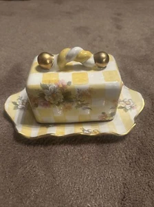 Mackenzie-Childs Honeymoon Yellow Dandy Lion Lemon Curd Covered Butter Dish - Picture 1 of 14