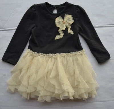 Vestido para niña Nannette negro/marfil brillante manga larga falda transparente talla 24M Foto 1 de 3