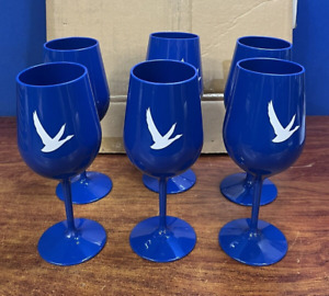 (6) Grey Goose Wine Glasses Set of Plastic - Blue
