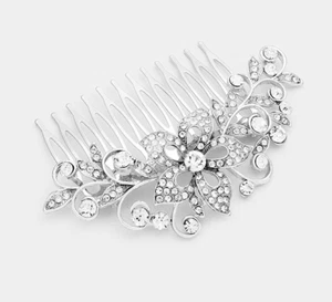 Stylish Women's Glass Crystal Flower Hair Combs - Picture 1 of 1