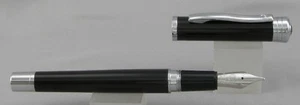 Monteverde Strata Black & Chrome Fountain Pen - New In Box - 1.1mm Stub Nib - Picture 1 of 4