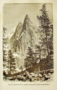 1880 Original Xilo:AGUGLIE DI DRU E VERTE.. VICINO IL MONTE BIANCO.Passepartout - Bild 1 von 1