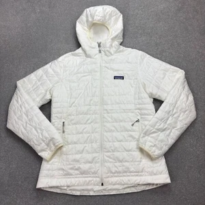 Patagonia Jacket Womens Large White Nano Puff Bivy Primaloft Hoody Coat Lady - Picture 1 of 12