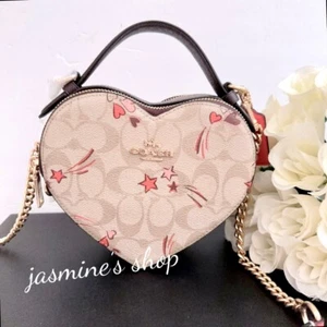 NWT Coach CK523 Heart Crossbody In Signature Canvas With Heart And Star Print - Picture 1 of 14