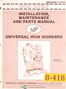Buffalo Universal Ironworkers 1976 en adelante, mantenimiento de instalación y manual de piezas - Imagen 1 de 2