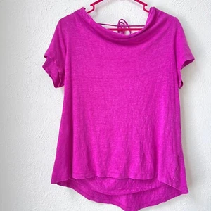 Anthropologie Maeve 100 % Leinen Top Horizon Fuchsia Pink T-Shirt Damen Gr. Medium - Bild 1 von 6