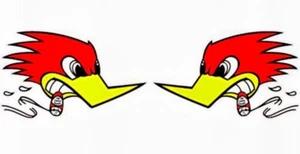 2-PACK WOODY WOODPECKER HOT ROD RAT FINK MOTORCYCLE RACING GUNS STICKERS - Picture 1 of 1
