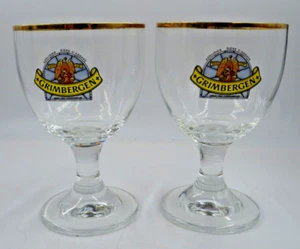 Dos vasos de copa de colección Grimbergen Abbey Ale cerveza belga borde dorado 12 oz .25 l - Imagen 1 de 3