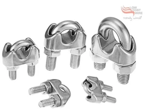Stainless Steel Wire Rope Bulldog Grips Clamps Cable Cord 2mm 3mm 4mm 5mm 6mm - Picture 1 of 12