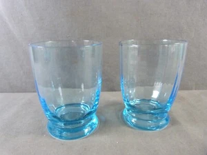 Pair of Art Deco blue blown glass orangeade glasses ca. 1930 - Picture 1 of 9