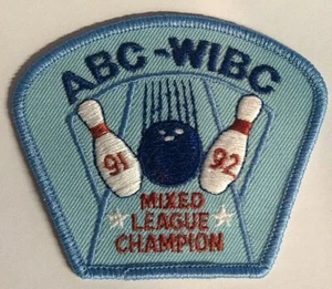 Vtg NOS ABC WIBC Mixed League Champion Bowling Shirt Patch Unused 91/92 - Picture 1 of 2