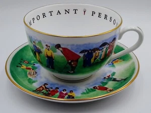 ROYAL WORCESTER VIP Golf Large China Tea Cup & Saucer Collector's Item - Picture 1 of 4