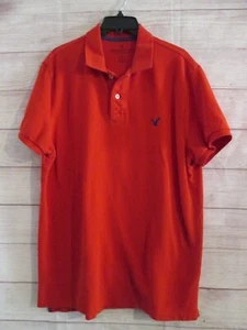 American Eagle Polo Shirt Men's XL Red Short Sleeve 100% Cotton Solid - Picture 1 of 4