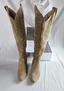 NUOVO! wetkiss stivali da cowboy da donna taglia 8 al ginocchio, cowgirl marrone scatola e sacchetti antipolvere  - Foto 1 di 11