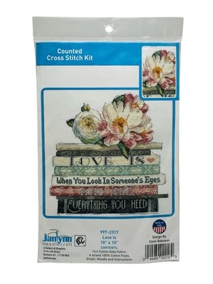 Набор для вышивки счетным крестом Janlynn LOVE IS книги Кэрол Робинсон 10 x 10 дюймов НОВЫЙ - Изображение 1 из 4