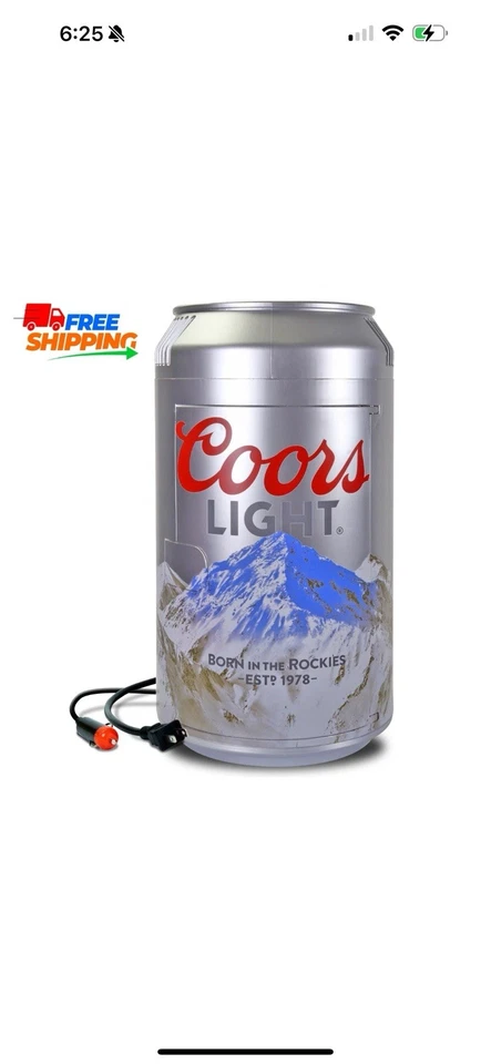Mini refrigerador portátil Coors para refrigerador en forma de lata de viaje de 5,4 L refrigerador de aire acondicionado/cC Foto 1 de 4