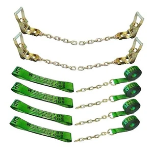  8 Punkt RollBack Fahrzeug Zurrgurte Kit mit 8 Punkt Rollback Montage Grün - Bild 1 von 7