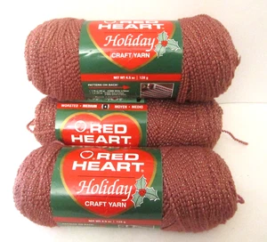 Lot of 3 New Red Heart Holiday Craft 4.5 oz Skeins Yarn Plum with Metallic - Picture 1 of 7