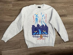 Obey Men's Sweatshirt "The House of Obey All Night" Long Sleeve Grey Size M - Picture 1 of 7