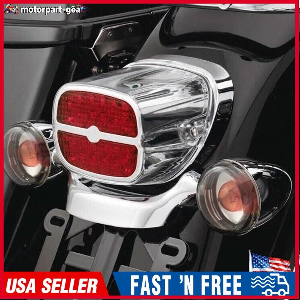 Chrome LED Tail Light Running Brake For Harley Touring Road King Electra Glide - Image 1 of 4