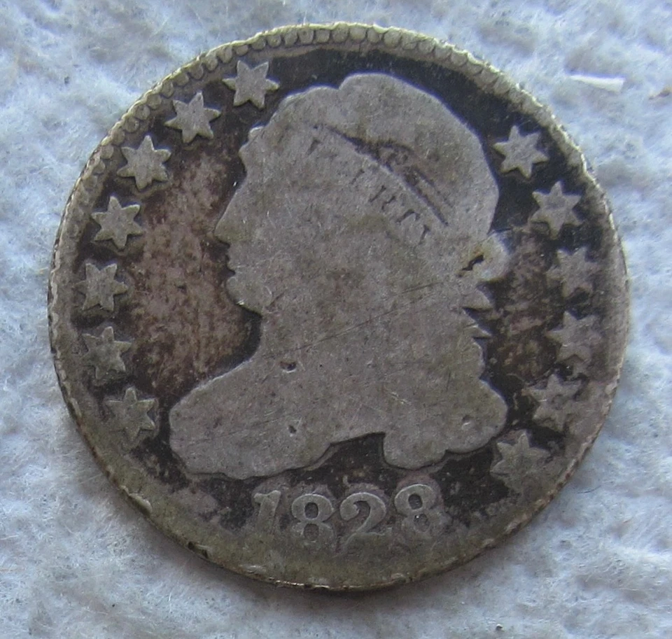 1828 Curl Base 2 Capped Bust Dime Rare Key Date Variety Type Coin Reverse Dig - Image 1 of 3