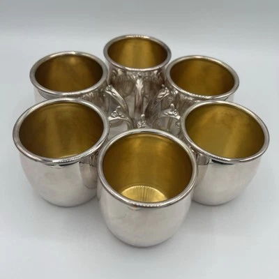 Tazas perforadoras Towle vintage chapadas en plata (lote de 6) 2,5" Foto 1 de 4