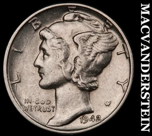 1942 Mercury Dime - selten hochwertig glänzend keine Reserve #F8382 - Bild 1 von 2