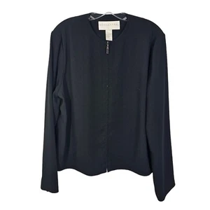 Doncaster Women 16 Black Full Zip Jacket Cardigan Sleek Long Sleeve - Picture 1 of 4