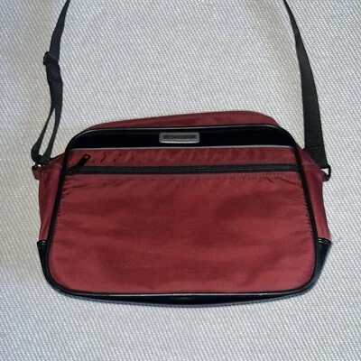 Vintage Samsonite Tiempo Red Black Vinyl Carry On Travel Laptop Bag Luggage - Image 1 of 4