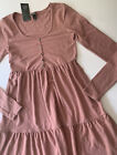 NWT Wild Fable Rose Pink Long Sleeve Cozy Super Soft Ruffled Dress XS X-Small