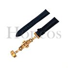 13-22mm Genuine Leather Watch Band Blue Strap Butterfly Clasp Fits For Rolex Gmt