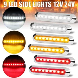 9 LED Front Rear Side Marker Indicator Lamp Truck Trailer Amber Red White 12-24V - Picture 1 of 21