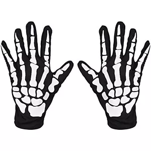 Pair Halloween Accessories Gloves ,Full Finger Skeleton Pattern Gloves - Picture 1 of 8