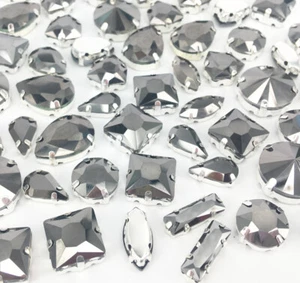 Formas mixtas tamaños cristal mina gris estrás coser piedras de vidrio - Imagen 1 de 6