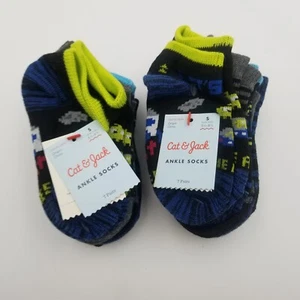 2X Boys Multi-Print Ankle Socks 7 Pairs each Cat & Jack Size S 5.5-8.5 Lot of 2 - Picture 1 of 8