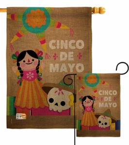 Bandera de jardín de arpillera del día del Cinco de Mayo Bandera decorativa de verano - Imagen 1 de 19