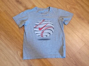 Nike Short Sleeve Gray Shirt Baseball Graphic Boys Size 6 - Picture 1 of 2