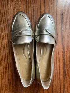 Talbots Ryan Twist Soft Nappa Leather Loafers-Gold Size 9 Medium - Picture 1 of 3