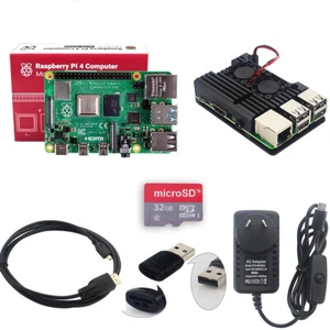 Raspberry Pi 4 (2/4/8gb) Starter Kit, Aluminium Case, PSU, 32GB Micro SD Card - Picture 1 of 10