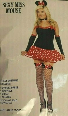 Sexy Miss Mouse Womens Costume Size S Halloween Dress, Choker, Headpiece Gloves - Image 1 of 2