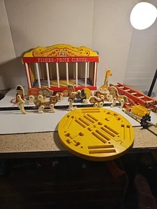 Vintage 1962 Wooden Fisher Price Circus Wagon Train, Animals, Ladders / Rare - Picture 1 of 24