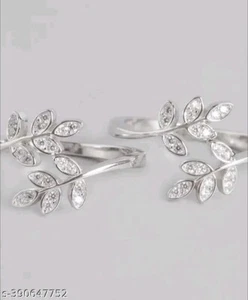 Anillo de dedo ajustable Kundan anillo de dedo del pie de plata hermoso desgaste étnico joyería - Imagen 1 de 3