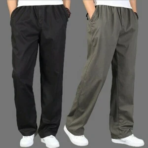 Men Loose Cargo Pants Straight Leg Trousers Plus Size Long Casual Outdoor Casual - Picture 1 of 13