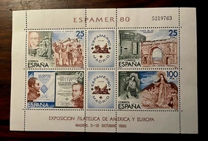 españa1980 Expo.AMERICA-Europa Hojita,nueva,sin charnela,color,lujo - Imagen 1 de 1