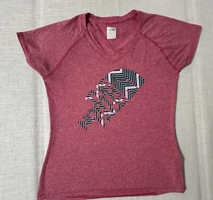 The North Face Pink Heathered V Neck Athletic T Shirt Logo  Women’s Small Petite - Picture 1 of 4