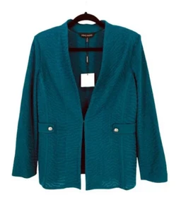$315 Ming Wang Wavy Tiger Knit Textured Jacket Deep Blue-Green(Teal) M - Picture 1 of 5