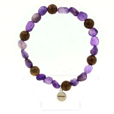 Minerales y piedras preciosas. Pulsera Cuentas Amatista De Brasil + Madera 8 Mm Foto 1 de 4